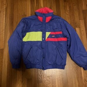 CB Colorblock Ski Jacket - Blue, Pink, and Yellow